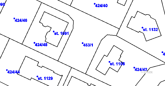Parcela st. 453/1 v KÚ Studánka, Katastrální mapa