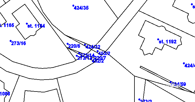 Parcela st. 453/2 v KÚ Studánka, Katastrální mapa