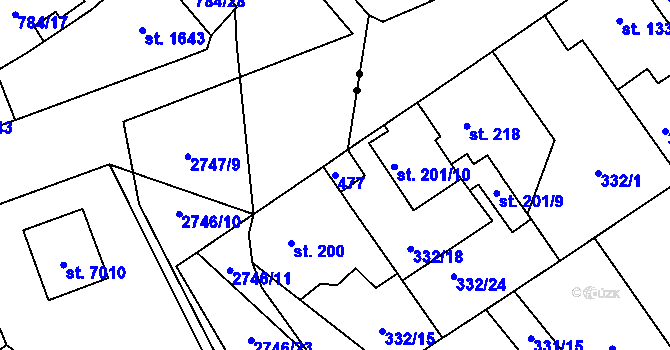 Parcela st. 477 v KÚ Studánka, Katastrální mapa
