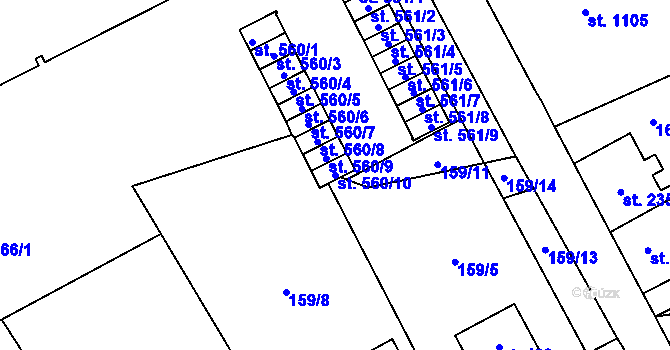 Parcela st. 560/10 v KÚ Studánka, Katastrální mapa
