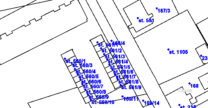 Parcela st. 561/3 v KÚ Studánka, Katastrální mapa
