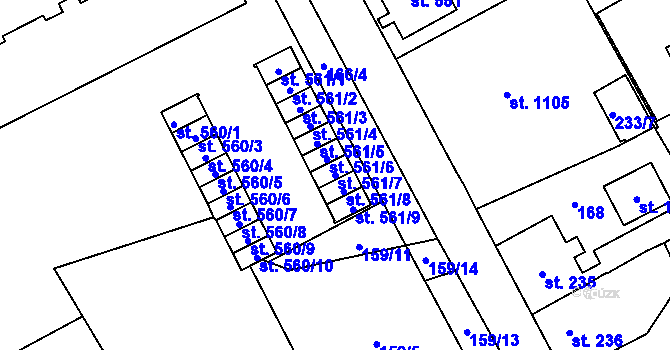 Parcela st. 561/7 v KÚ Studánka, Katastrální mapa