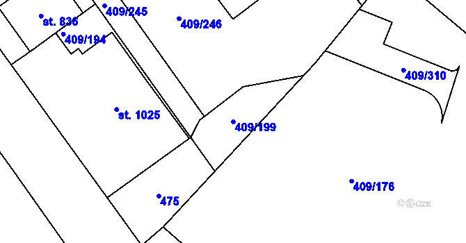 Parcela st. 409/199 v KÚ Studánka, Katastrální mapa