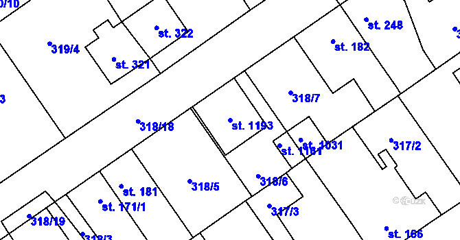 Parcela st. 1193 v KÚ Studánka, Katastrální mapa