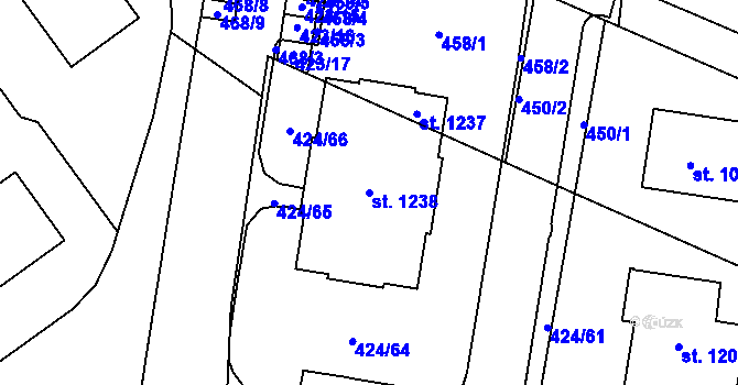 Parcela st. 1238 v KÚ Studánka, Katastrální mapa