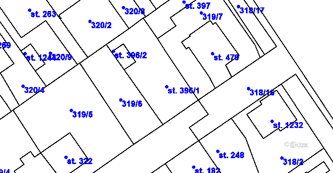 Parcela st. 396/1 v KÚ Studánka, Katastrální mapa