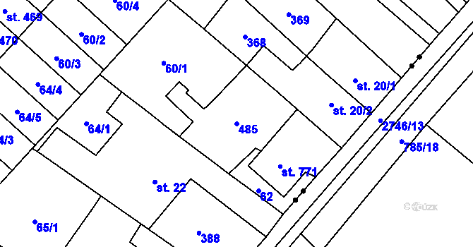 Parcela st. 485 v KÚ Studánka, Katastrální mapa