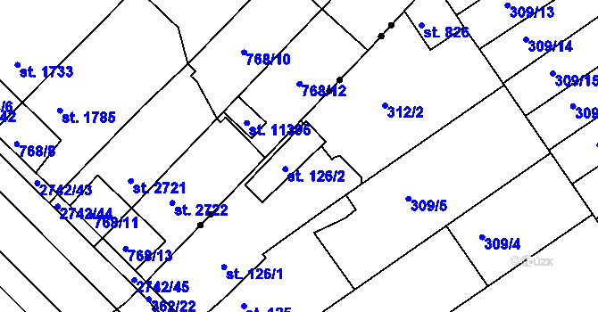 Parcela st. 126/3 v KÚ Studánka, Katastrální mapa