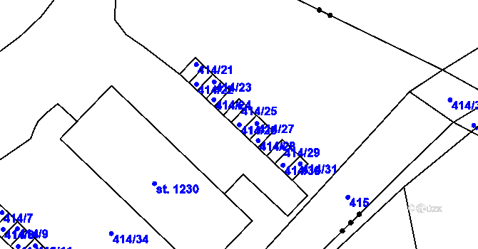 Parcela st. 414/26 v KÚ Studánka, Katastrální mapa