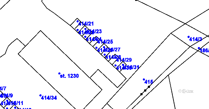 Parcela st. 414/28 v KÚ Studánka, Katastrální mapa