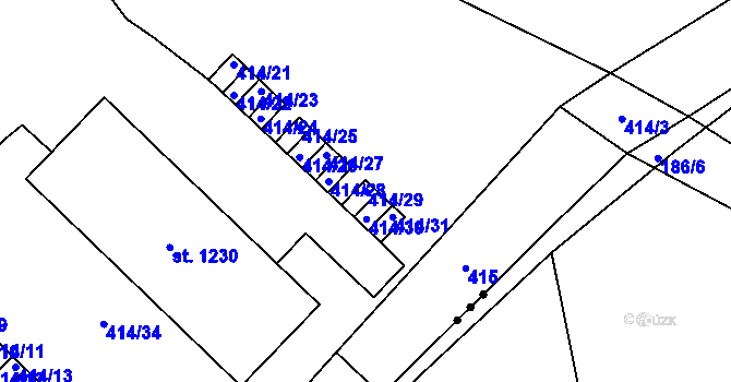 Parcela st. 414/29 v KÚ Studánka, Katastrální mapa
