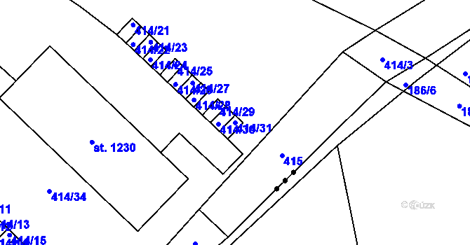 Parcela st. 414/31 v KÚ Studánka, Katastrální mapa