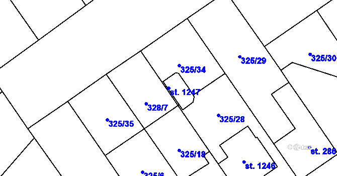 Parcela st. 1247 v KÚ Studánka, Katastrální mapa