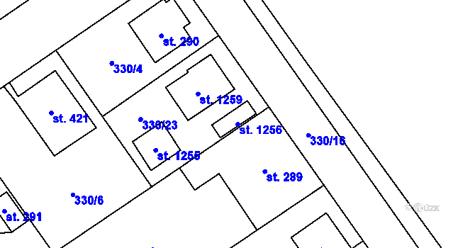 Parcela st. 1256 v KÚ Studánka, Katastrální mapa