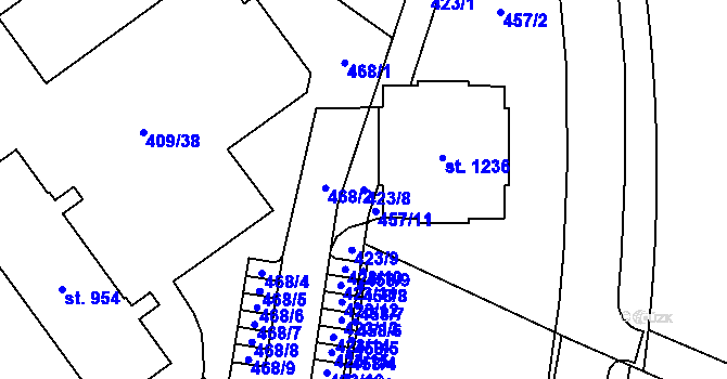 Parcela st. 423/8 v KÚ Studánka, Katastrální mapa