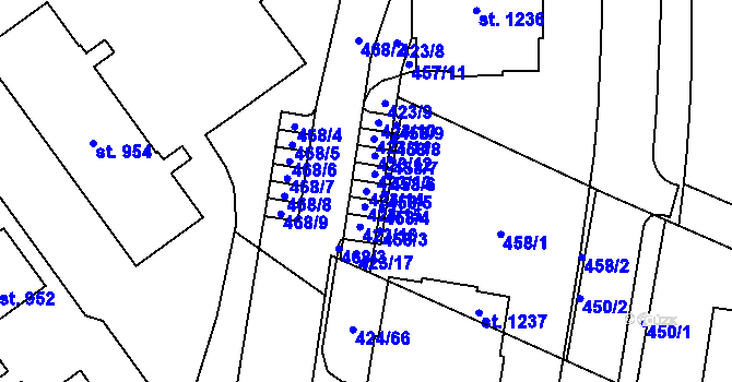 Parcela st. 423/14 v KÚ Studánka, Katastrální mapa