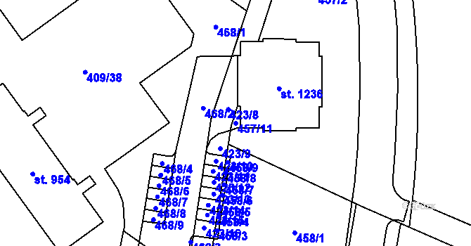 Parcela st. 457/11 v KÚ Studánka, Katastrální mapa