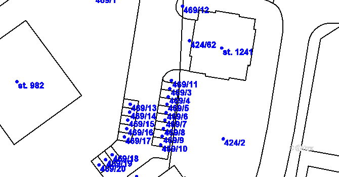 Parcela st. 469/3 v KÚ Studánka, Katastrální mapa