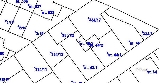 Parcela st. 43/2 v KÚ Studánka, Katastrální mapa