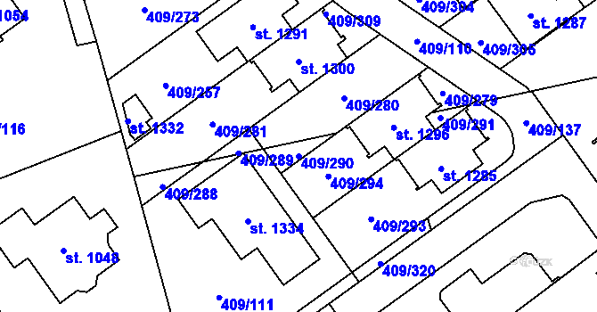 Parcela st. 409/290 v KÚ Studánka, Katastrální mapa