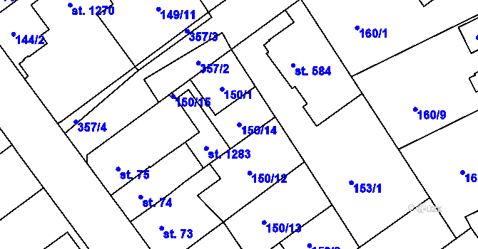 Parcela st. 150/14 v KÚ Studánka, Katastrální mapa