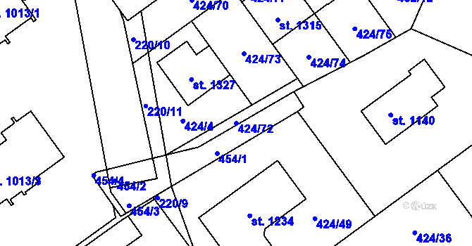 Parcela st. 424/72 v KÚ Studánka, Katastrální mapa