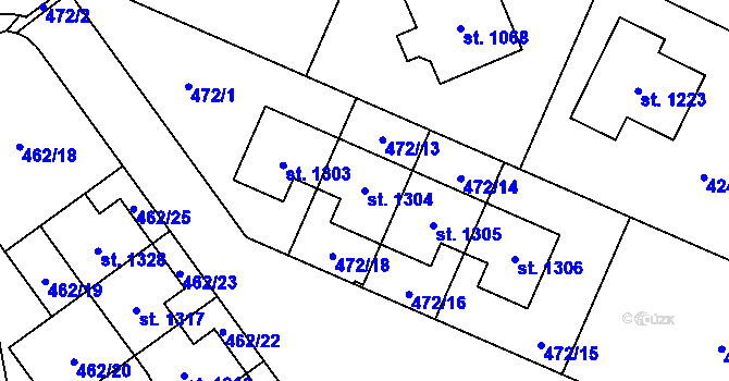 Parcela st. 1304 v KÚ Studánka, Katastrální mapa