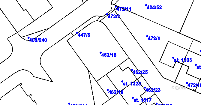 Parcela st. 462/18 v KÚ Studánka, Katastrální mapa