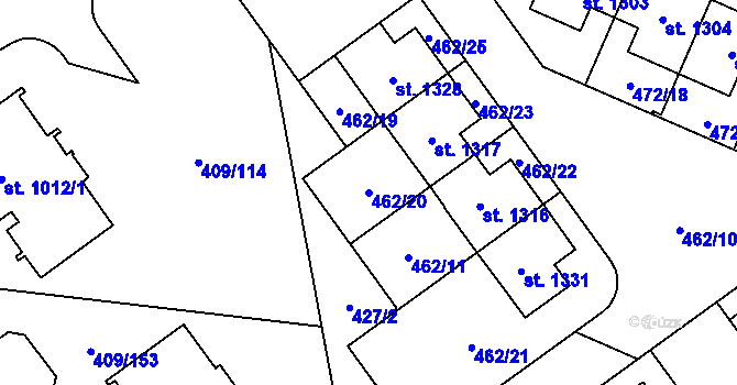 Parcela st. 462/20 v KÚ Studánka, Katastrální mapa