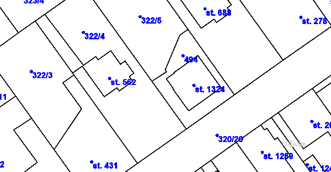 Parcela st. 495 v KÚ Studánka, Katastrální mapa