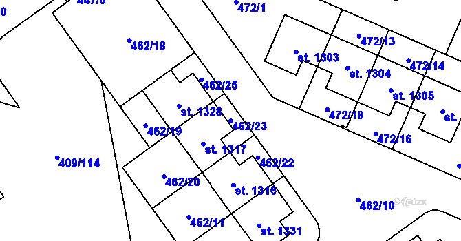 Parcela st. 462/23 v KÚ Studánka, Katastrální mapa