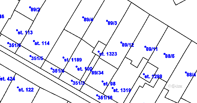 Parcela st. 1323 v KÚ Studánka, Katastrální mapa