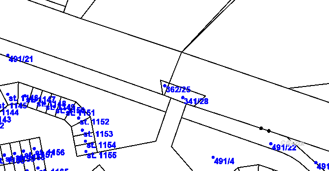 Parcela st. 362/25 v KÚ Studánka, Katastrální mapa