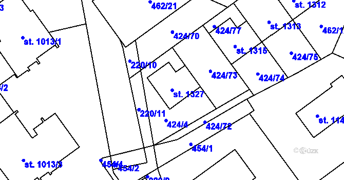 Parcela st. 1327 v KÚ Studánka, Katastrální mapa