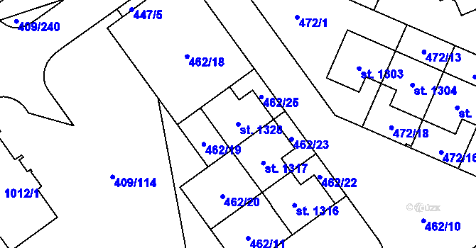 Parcela st. 1328 v KÚ Studánka, Katastrální mapa