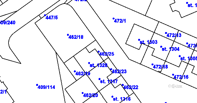 Parcela st. 462/25 v KÚ Studánka, Katastrální mapa