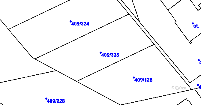 Parcela st. 409/323 v KÚ Studánka, Katastrální mapa