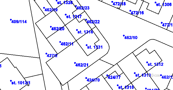 Parcela st. 1331 v KÚ Studánka, Katastrální mapa