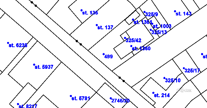 Parcela st. 499 v KÚ Studánka, Katastrální mapa
