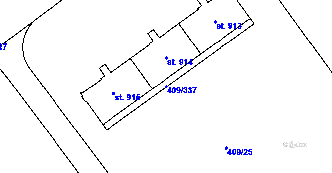 Parcela st. 409/337 v KÚ Studánka, Katastrální mapa