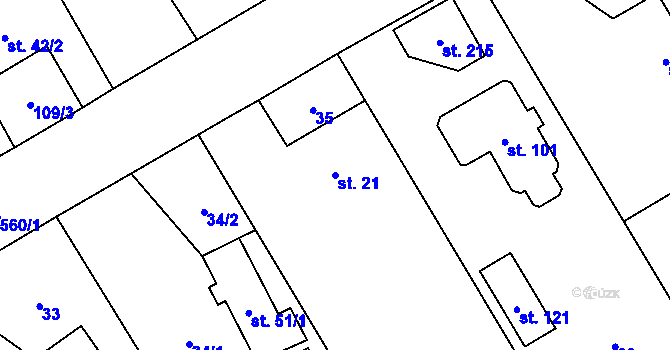 Parcela st. 21 v KÚ Spojil, Katastrální mapa