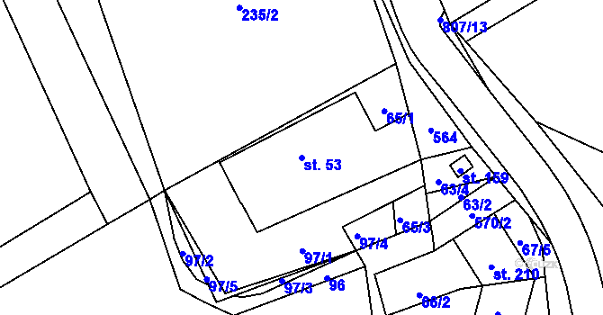 Parcela st. 53 v KÚ Spojil, Katastrální mapa