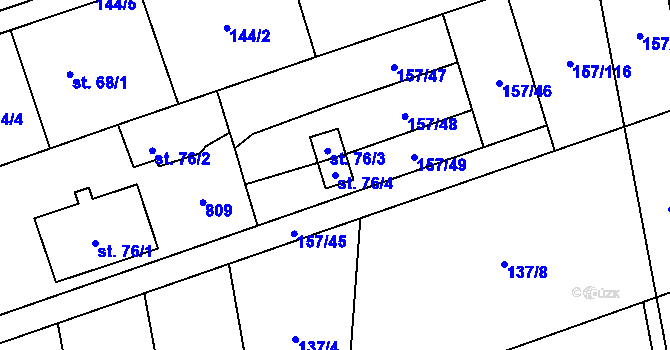 Parcela st. 76/4 v KÚ Spojil, Katastrální mapa
