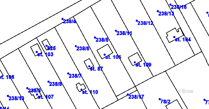 Parcela st. 105 v KÚ Spojil, Katastrální mapa
