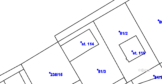 Parcela st. 114 v KÚ Spojil, Katastrální mapa