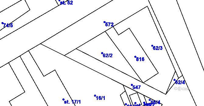 Parcela st. 62/2 v KÚ Spojil, Katastrální mapa