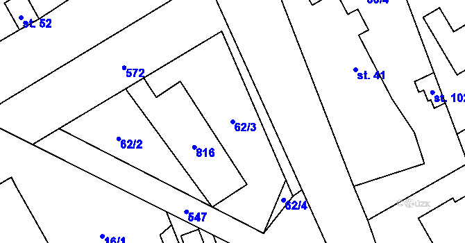 Parcela st. 62/3 v KÚ Spojil, Katastrální mapa