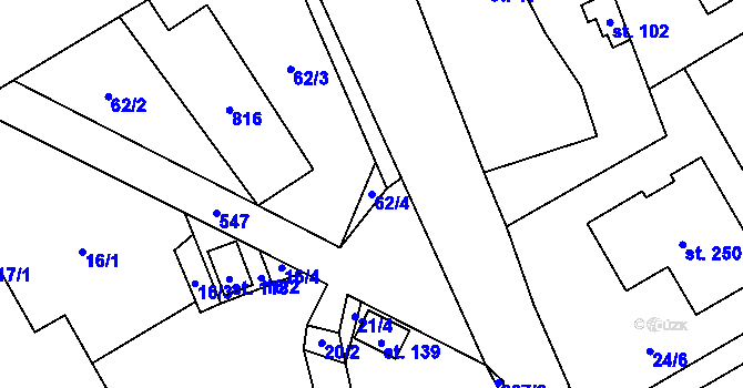 Parcela st. 62/4 v KÚ Spojil, Katastrální mapa