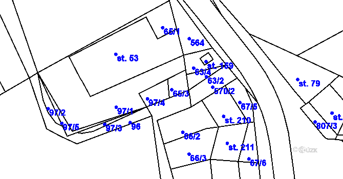 Parcela st. 65/3 v KÚ Spojil, Katastrální mapa