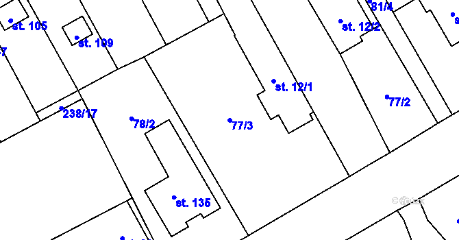 Parcela st. 77/3 v KÚ Spojil, Katastrální mapa